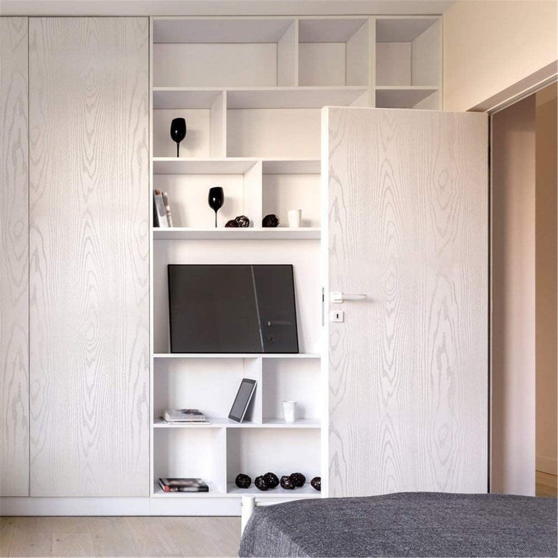 Yancorp Matte White Grain Wood Textured Vinyl Film Self-Adhesive Wallpaper Shelf Liner Drawer Plywood Peel-Stick Countertop (24" x197", White Wood)â€¦ - Image 4